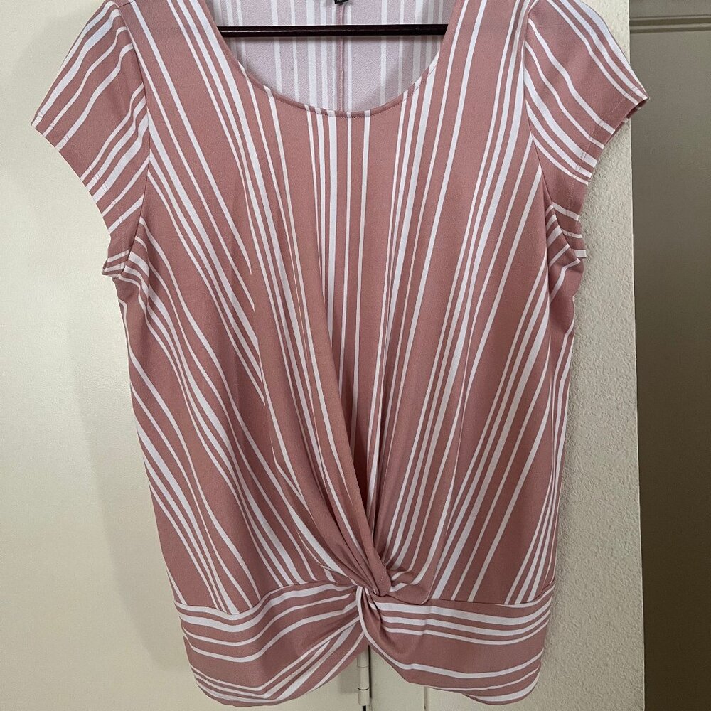 Adrianna Papell Dusty Pink & White Blouse – Size S – Brand New